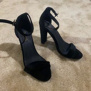 Black strap heels